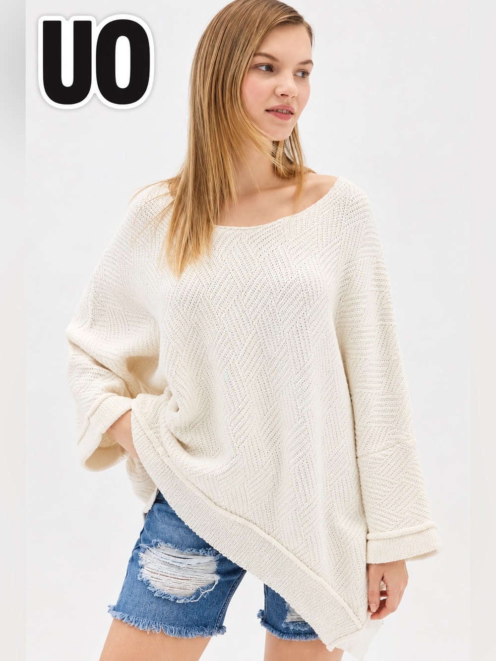 Urban Outfitters Cream Oversized Knit Sweater